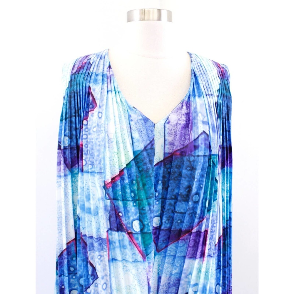 & Other Stories Blue and Purple Geometric Midi Dress - Picture 3 of 7
